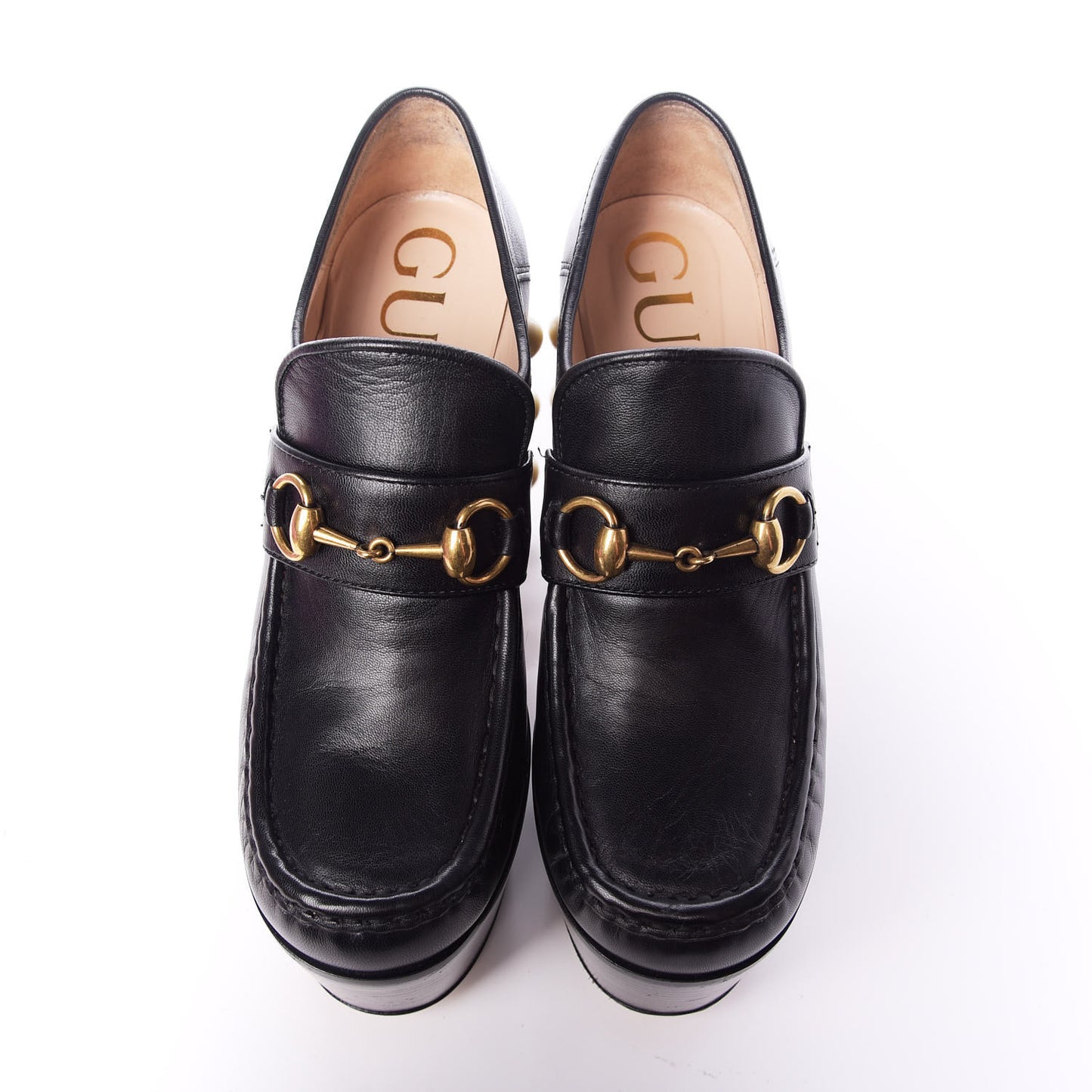 Malaga Kid Pearl Studded Vegas Platform Loafers 37.5 Black