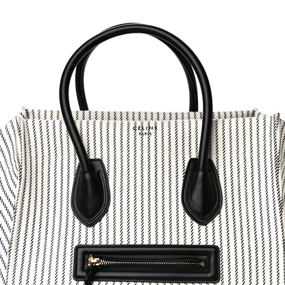 Celine Cotton Canvas Striped Medium Phantom Luggage White Navy 6 of 14