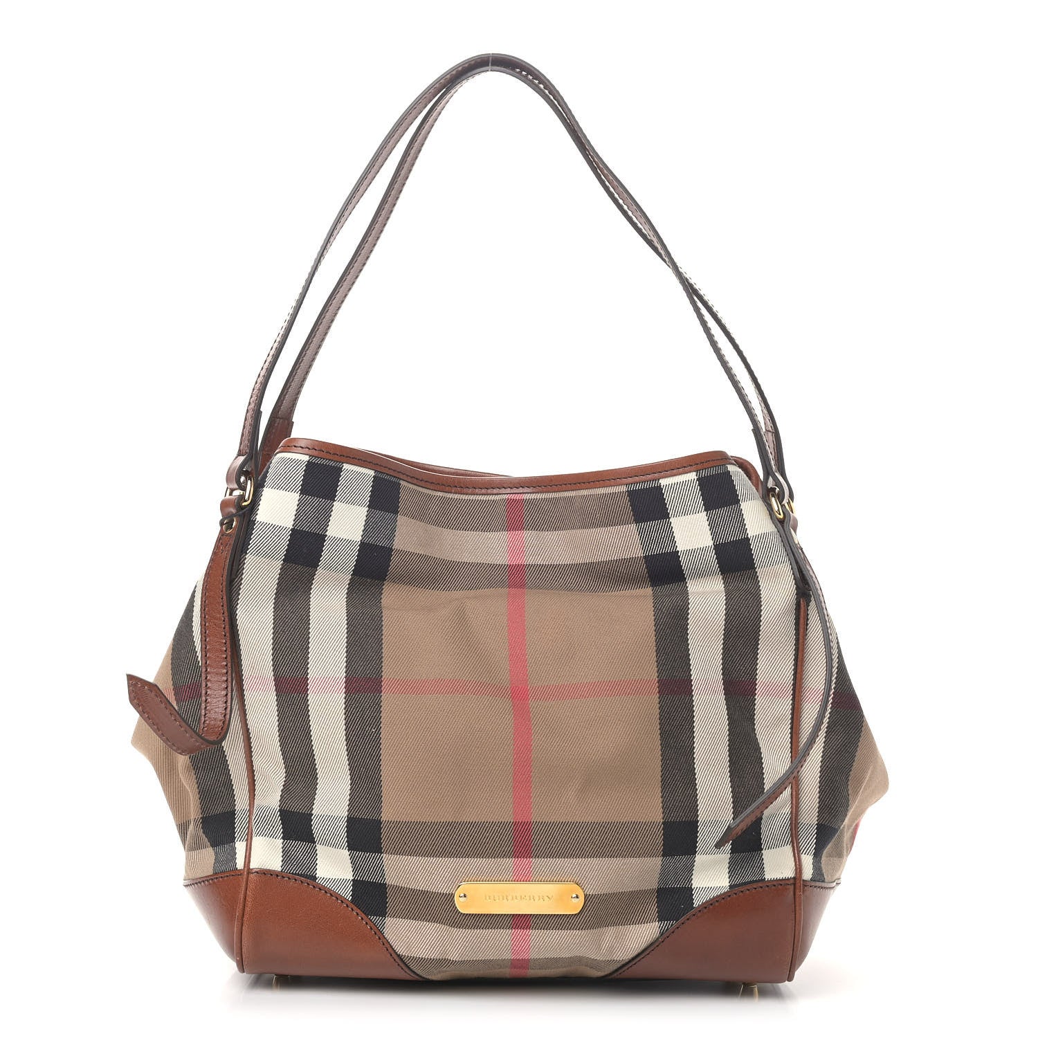 Burberry House Check Small Canterbury Tote Dark Tan 1 of 9