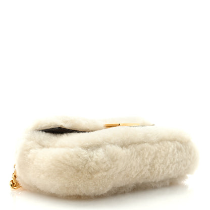 Fendi Shearling Shiny Nappa Micro Baguette Latte Panna 4 of 8