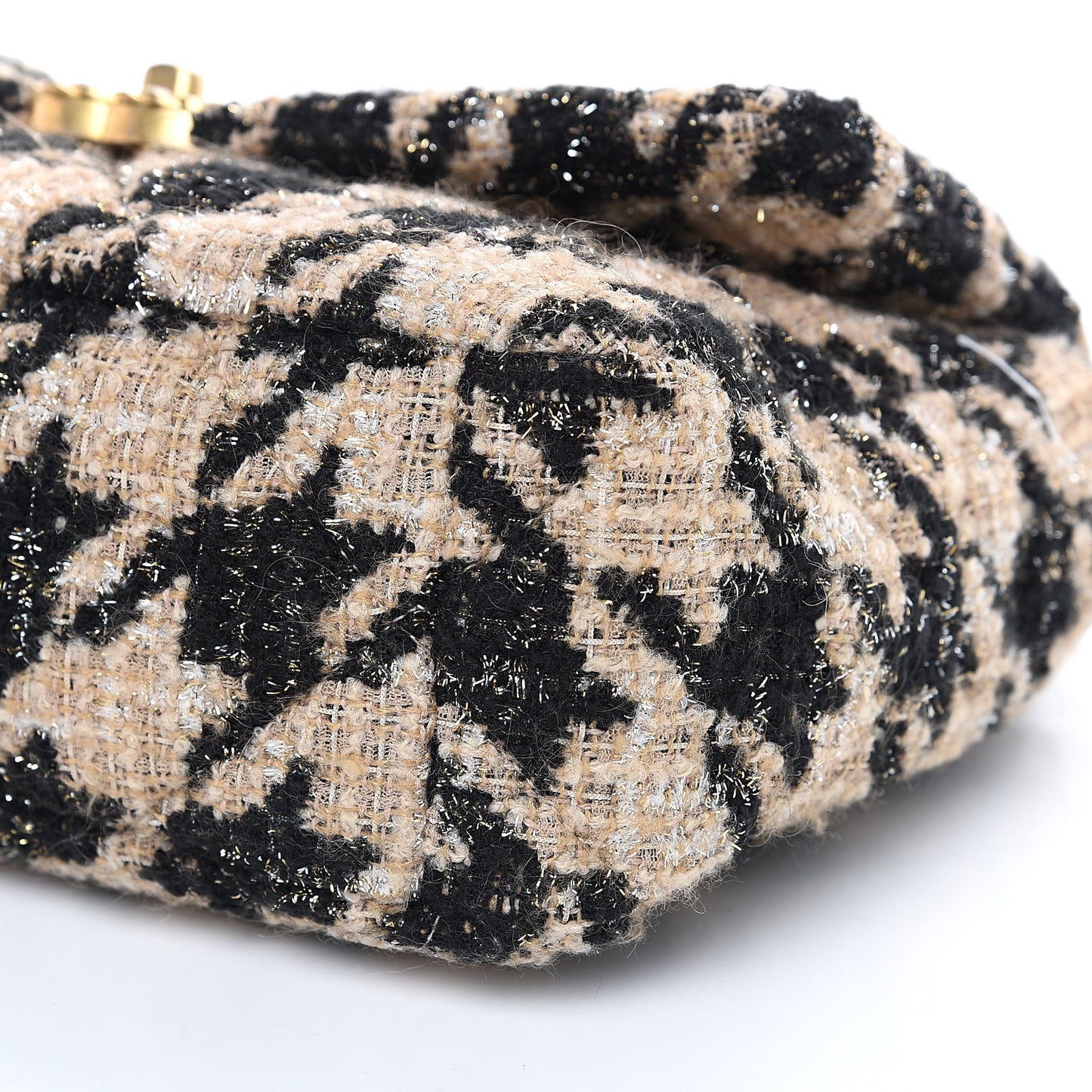 Tweed Quilted Medium 19 Flap Beige Black