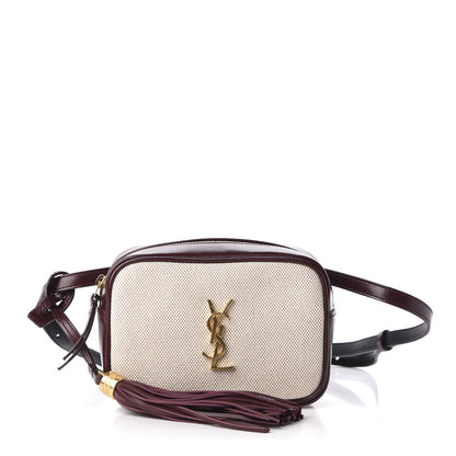 Saint Laurent Calfskin Canvas Monogram Lou Belt Bag Natural Dark Legion Red 1 of 10