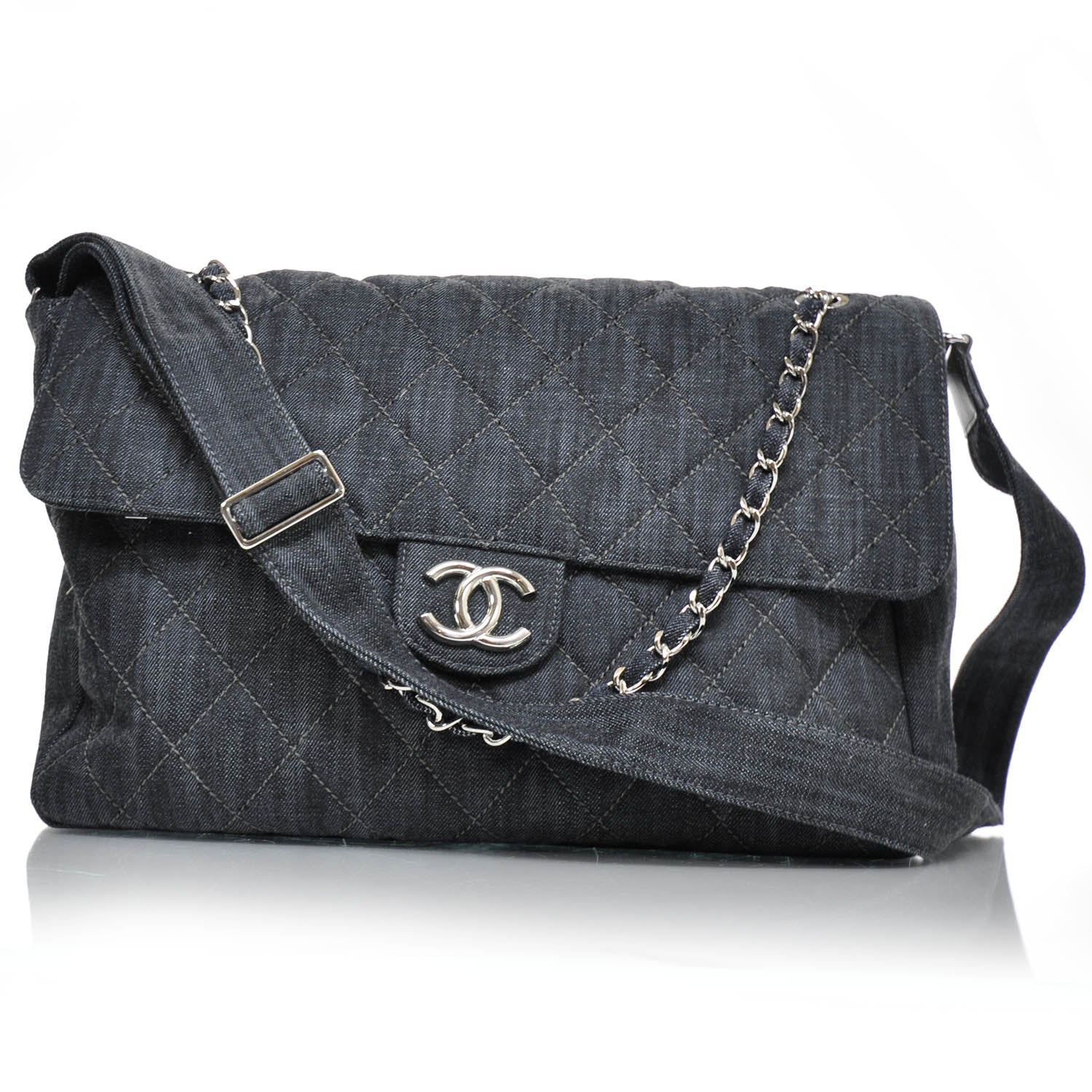 Chanel Denim Quilted Stretch Spirit Messenger Bag 1 of 9