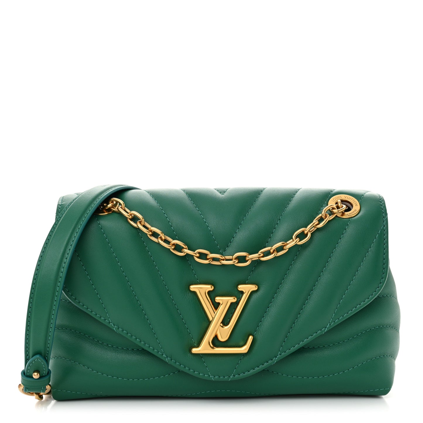 Calfskin New Wave Chain Bag MM NM Emerald