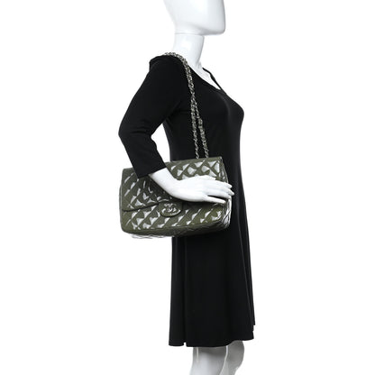 Chanel Patent Quilted Jumbo Single Flap Grey 3 of 10