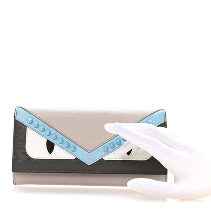 Fendi Vitello Elite Monster Eyes Studded Continental Wallet Carbone White Multicolor 2 of 7