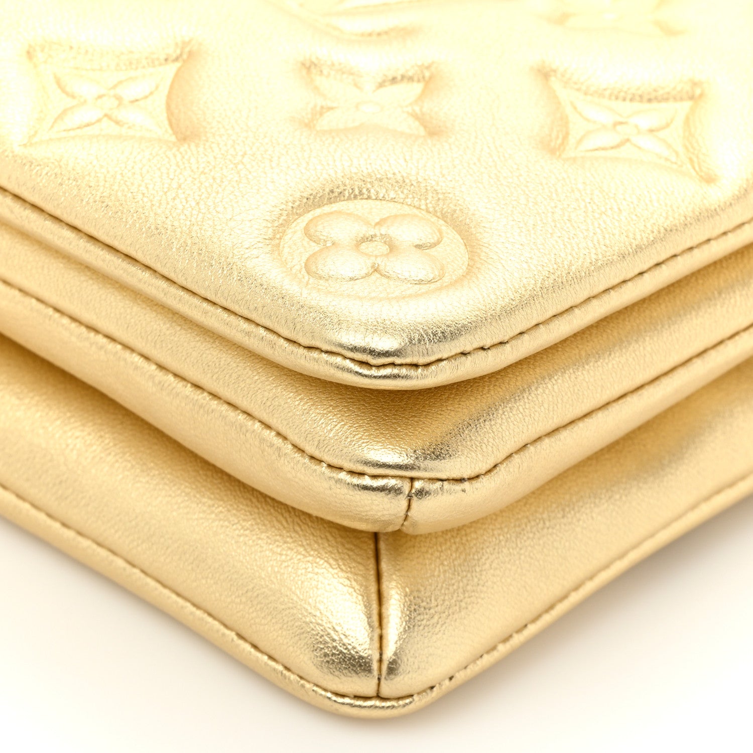 Louis Vuitton Metallic Lambskin Embossed Monogram Pochette Coussin Gold 11 of 13