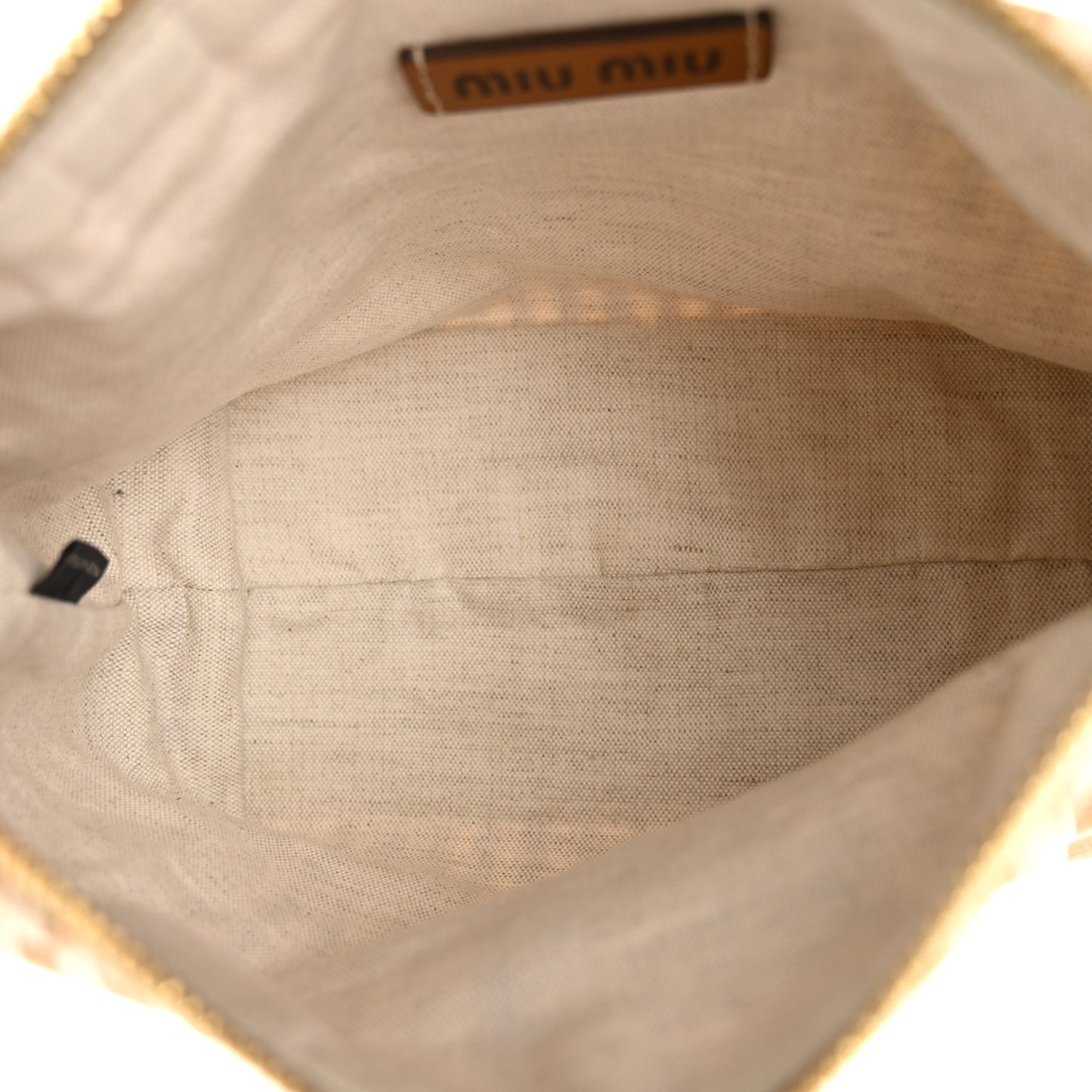 Cotton Linen Calfskin Striped Mini Spirit Cire Bag Tan Caramel