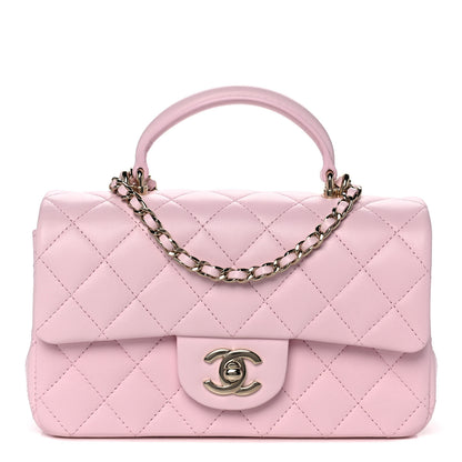 Chanel Lambskin Quilted Mini Top Handle Rectangular Flap Light Pink 1 of 14