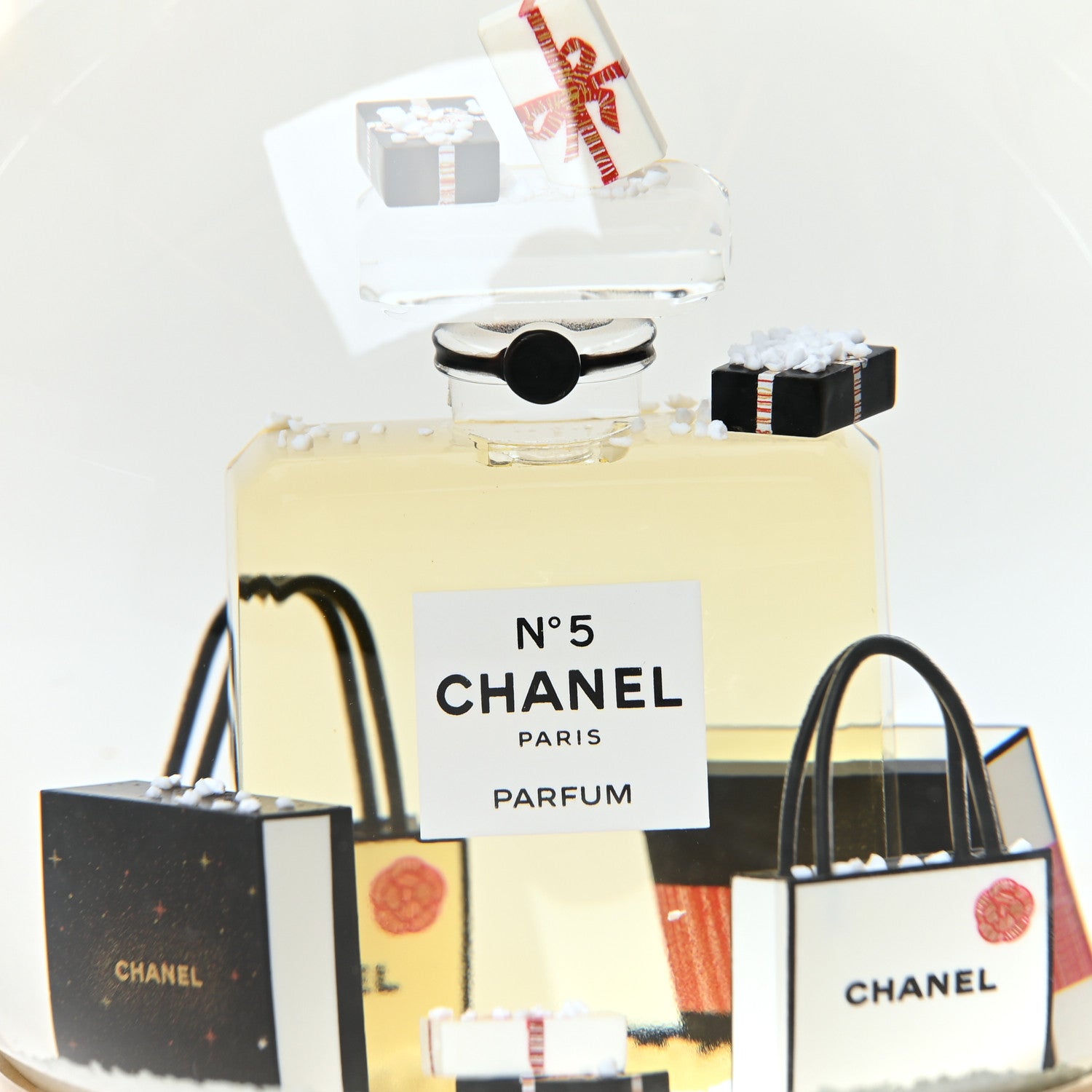 Chanel Glass N°5 Perfume Bottle Snow Globe Gold 7 of 9