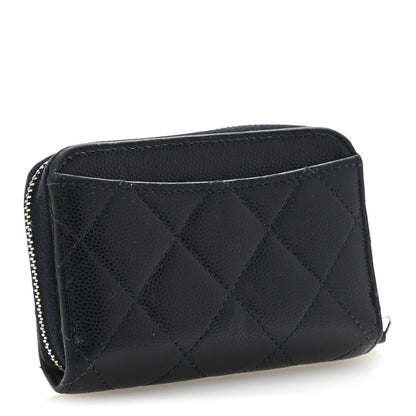 Chanel Caviar Enamel Coco Casino Quilted Zip Coin Purse Navy Blue 3 of 9