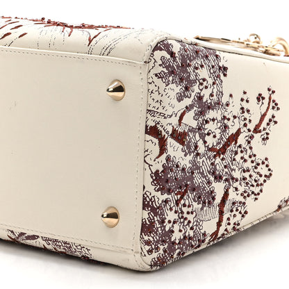 Christian Dior Calfskin Embroidered Medium Toile De Jouy Lady Dior White Red 11 of 15