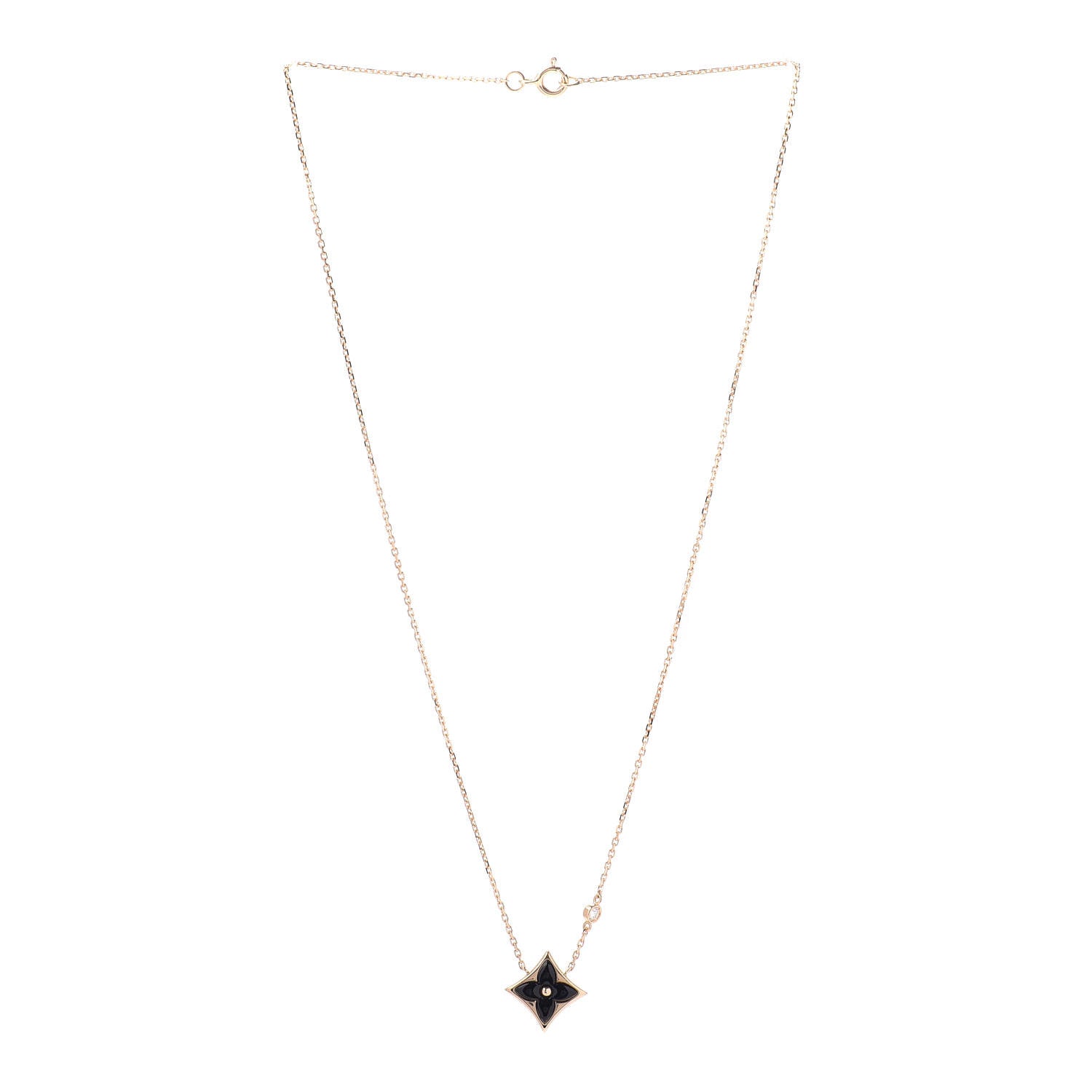Louis Vuitton 18K Yellow Gold Diamond Black Onyx Color Blossom BB Star Pendant Necklace 3 of 5