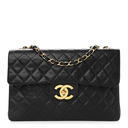 Chanel Lambskin Quilted XL Jumbo Single Flap Black 1 of 16
