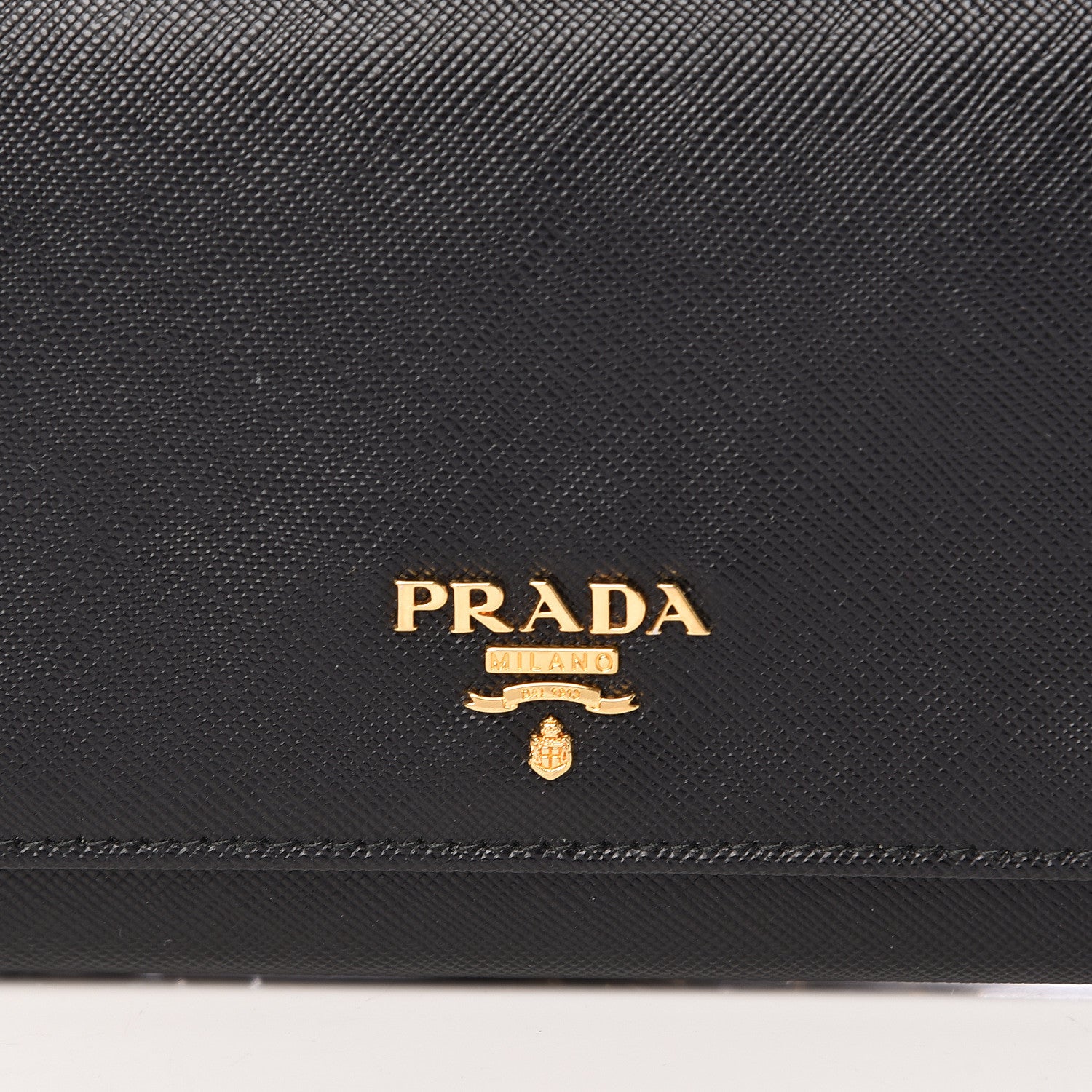 Prada Saffiano Metal Oro Chain Wallet Black 8 of 11