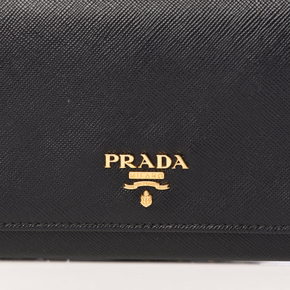 Prada Saffiano Metal Oro Chain Wallet Black 8 of 11
