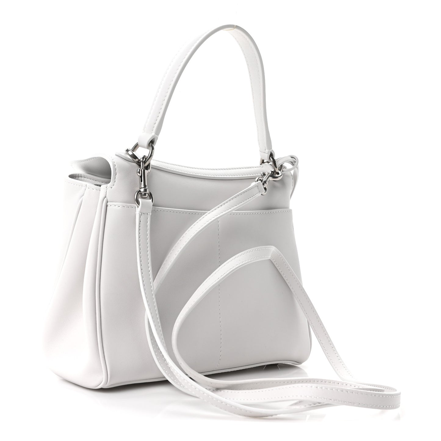 Natural Smooth Calfskin Mini Rodeo Top Handle Handbag Optic White