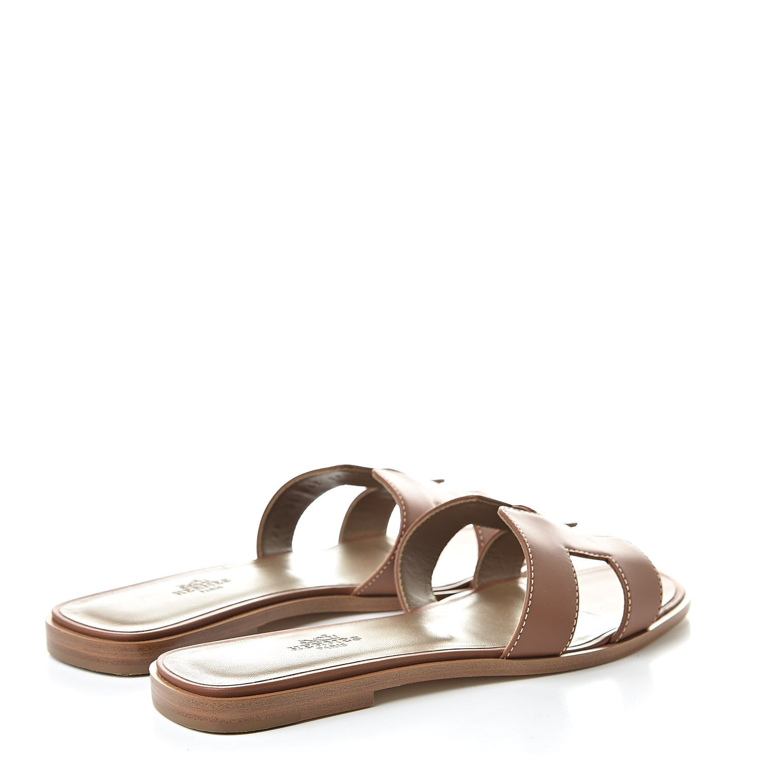 Hermes Box Calfskin Oran Sandals 38 Gold 4 of 8