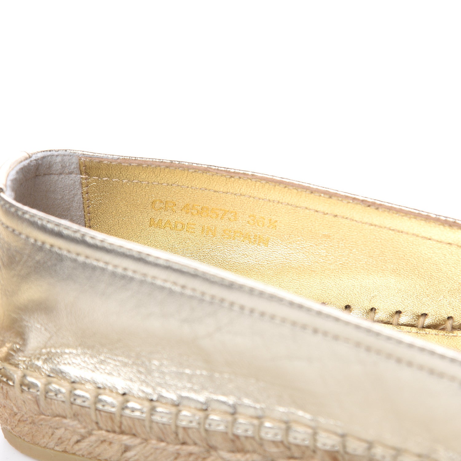 Saint Laurent Metallic Lambskin Monogram Espadrilles 36.5 Gold 8 of 9