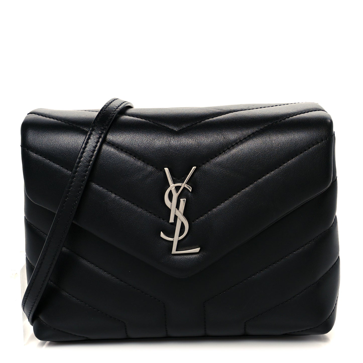 Calfskin Y Quilted Monogram Toy Loulou Crossbody Bag Black