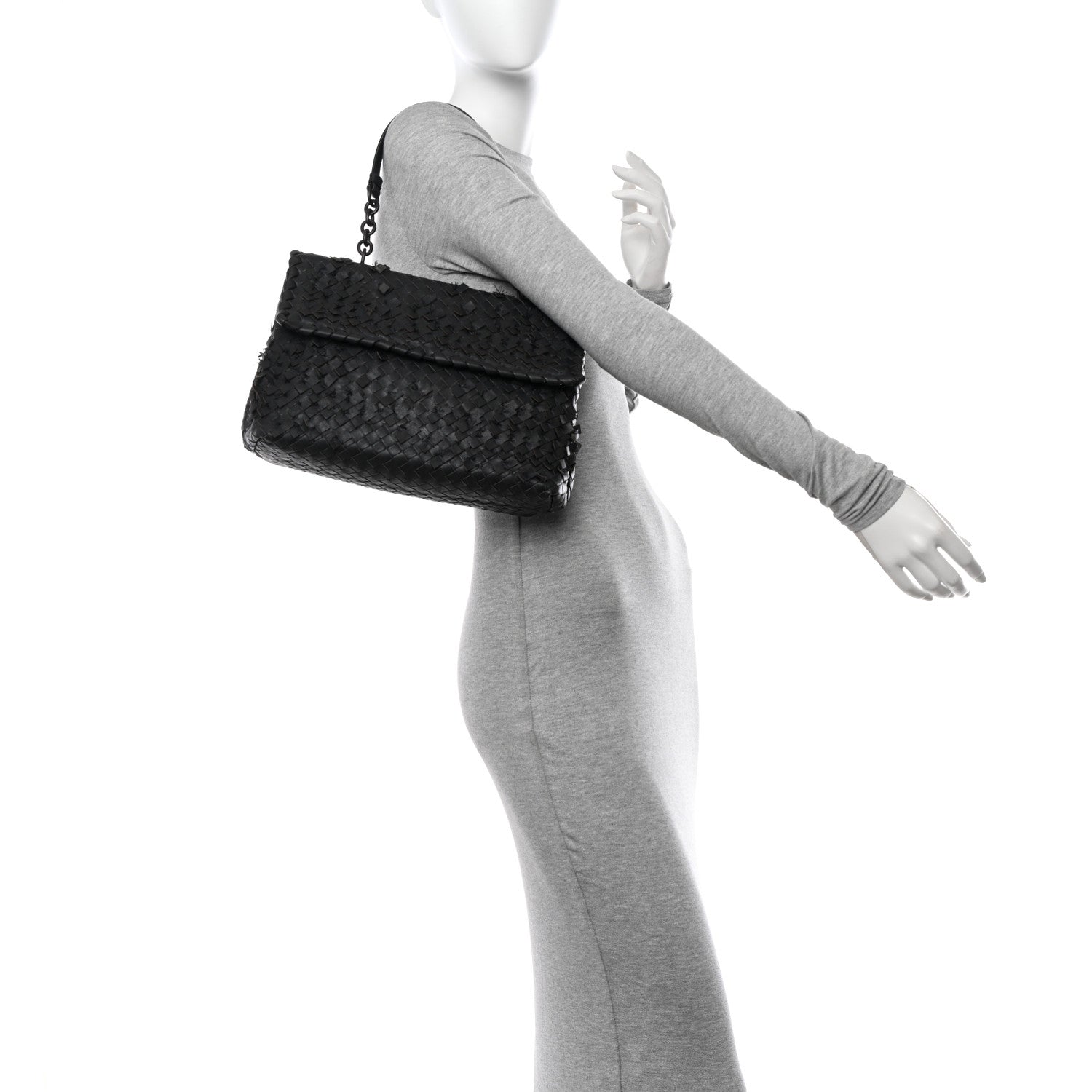 Bottega Veneta Nappa Intrecciato Fringe Flap Black 2 of 10