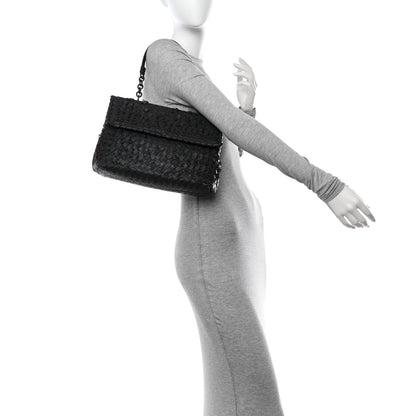 Bottega Veneta Nappa Intrecciato Fringe Flap Black 2 of 10
