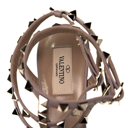 Valentino Garavani Patent Nappa Rockstud Ankle Strap 65mm Pumps 38 Poudre 7 of 8
