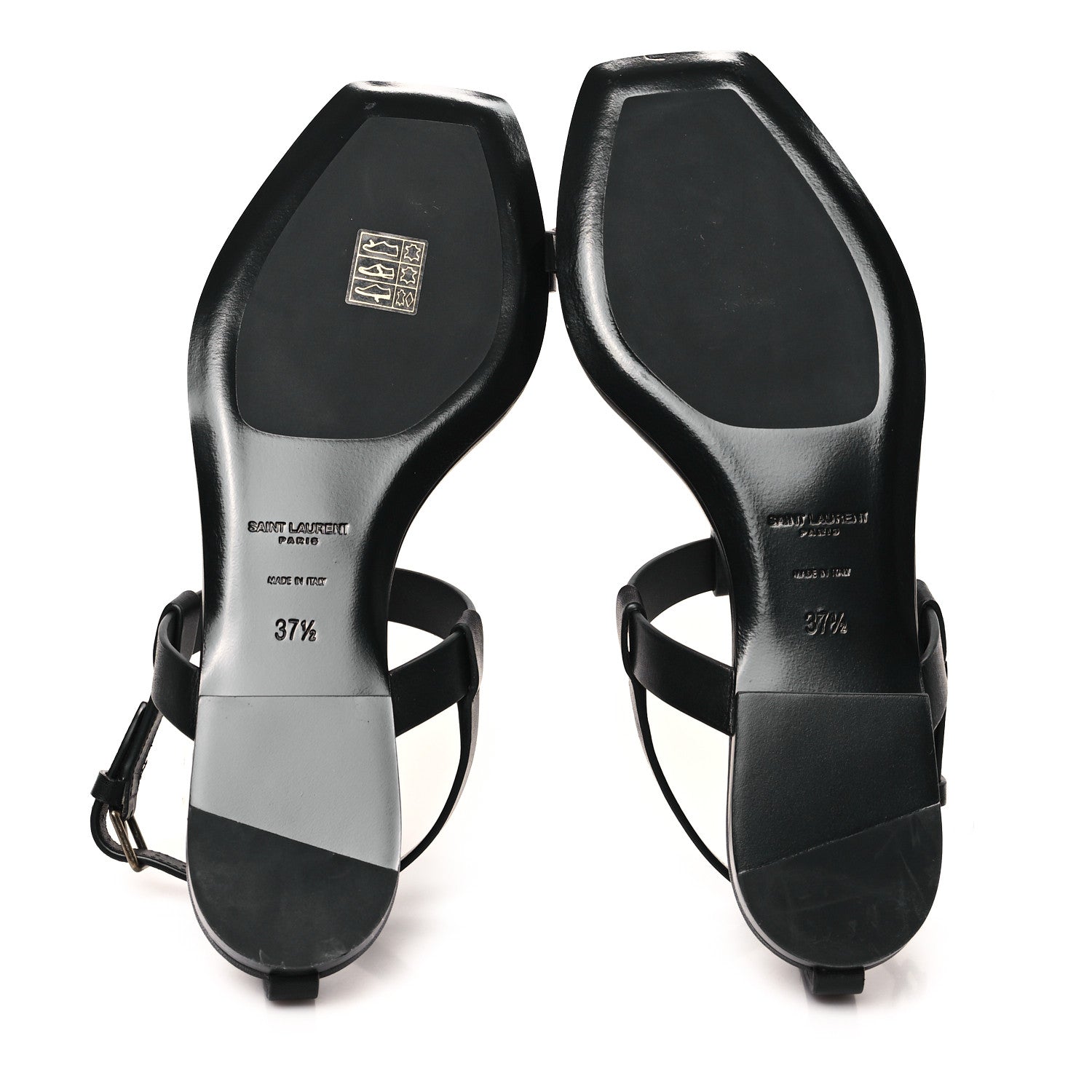 Saint Laurent Calfskin Cassandra Monogram Sandals 37.5 Black 6 of 10