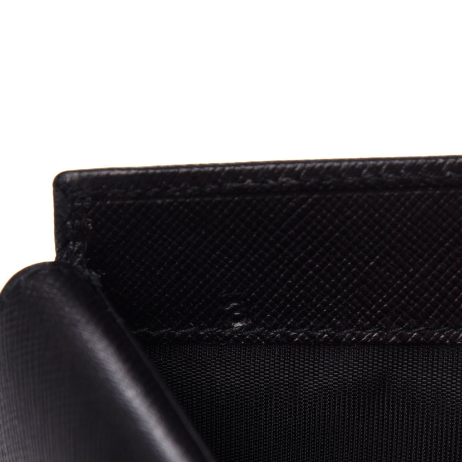 Prada Saffiano Triangle Flap Compact Wallet Black 7 of 8