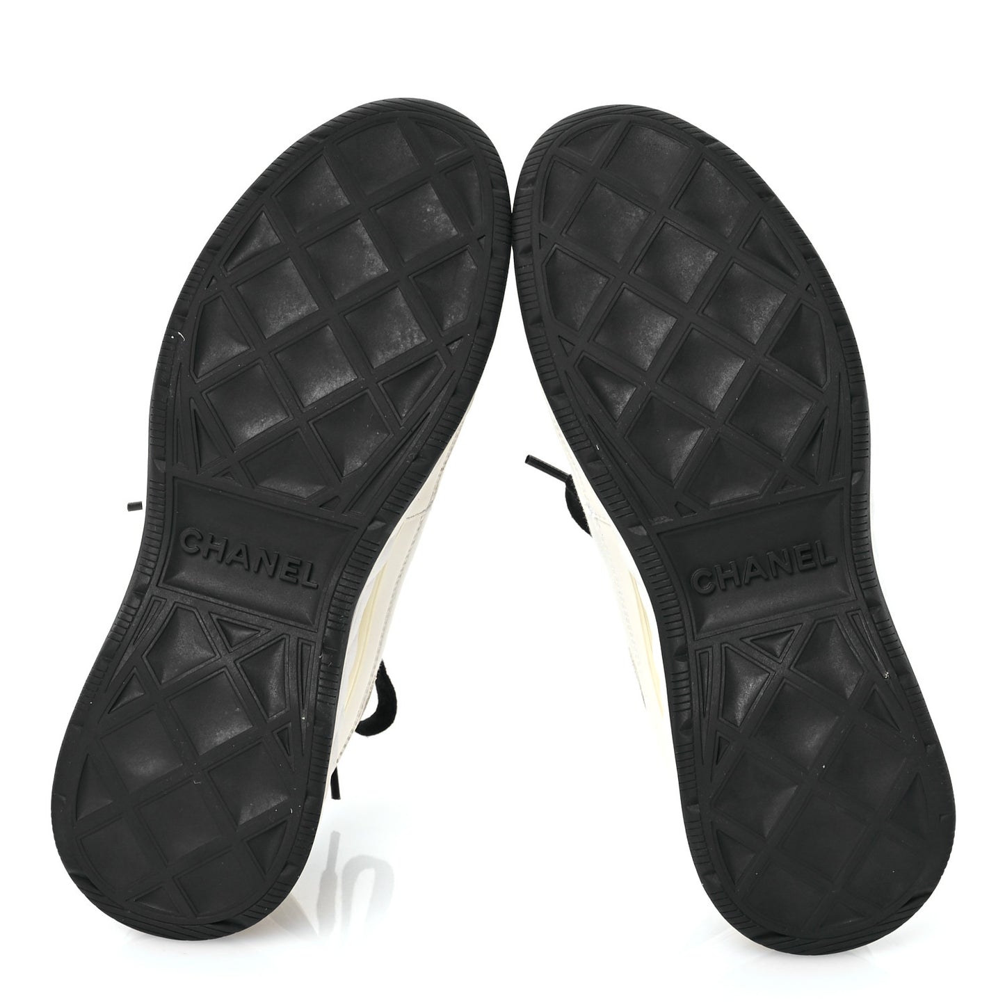 Velvet Calfskin Mixed Fibers CC Sneakers 39.5 Ivory Black