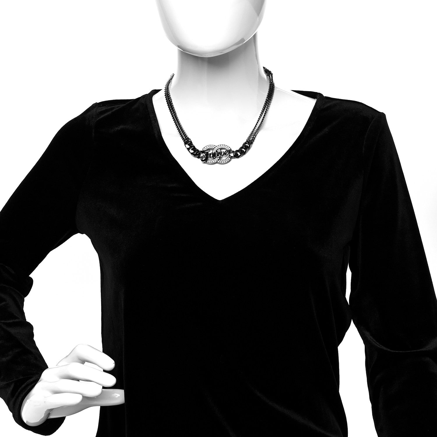 Chanel Crystal CC Forever Necklace Ruthenium 2 of 5