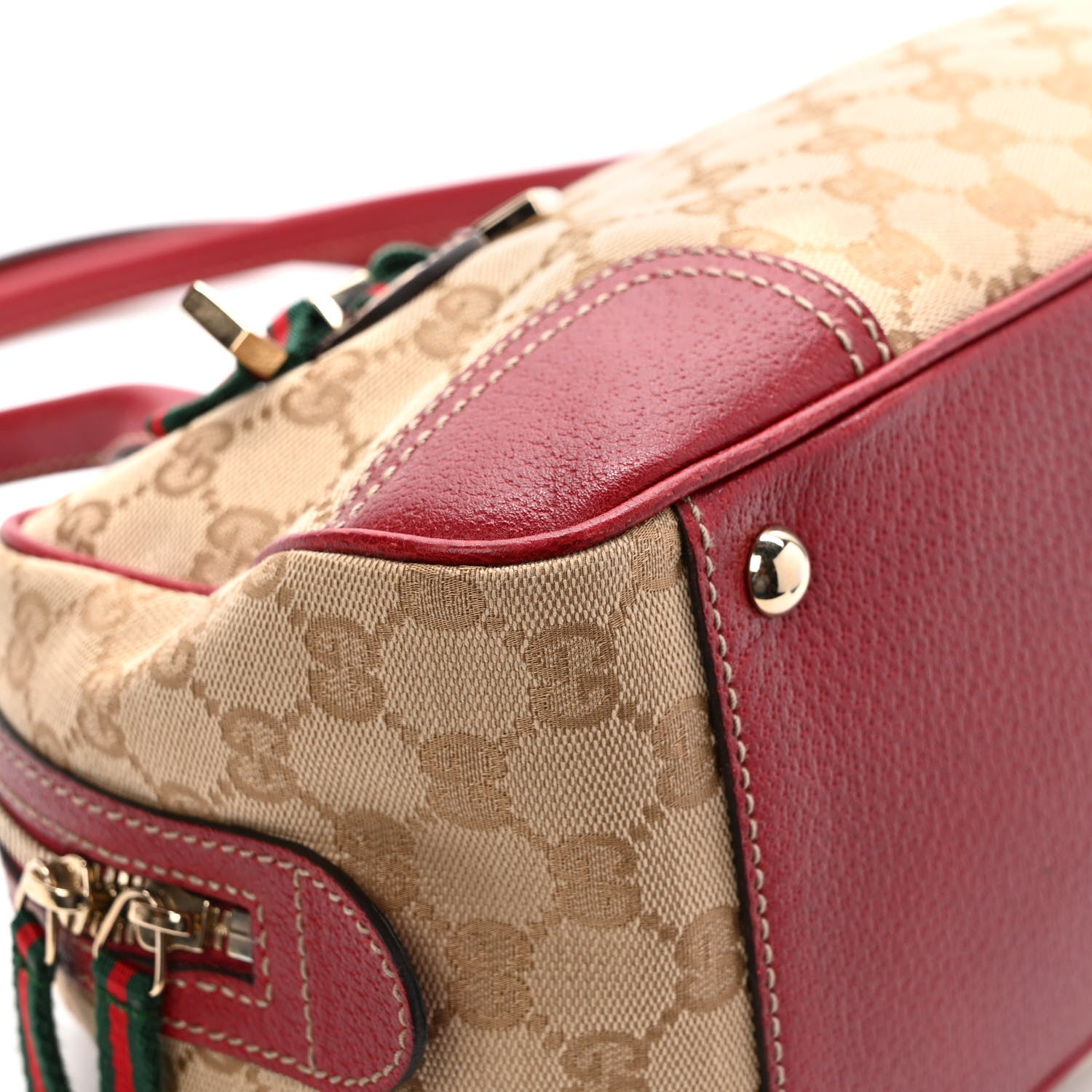 Gucci Monogram Small Princy Satchel Red 8 of 9