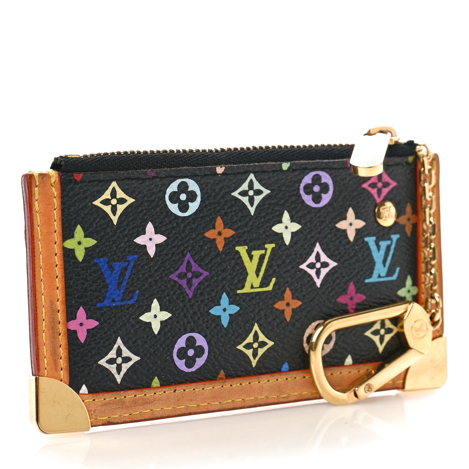 Louis Vuitton Monogram Multicolor Key Pouch Black 3 of 8