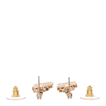 Chanel Crystal CC Quilted Flap Bag Drop Earrings Gold 3 of 5