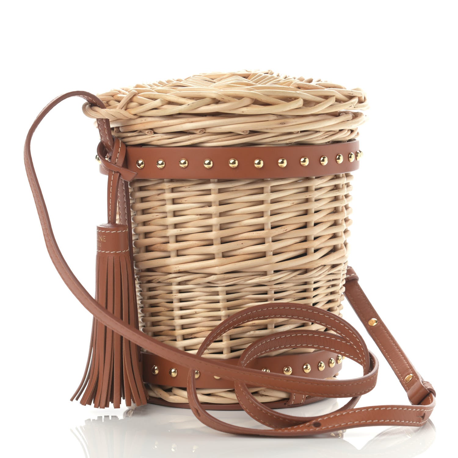 Celine Wicker Calfskin Mini Panier Bucket Bag Natural Tan 3 of 11