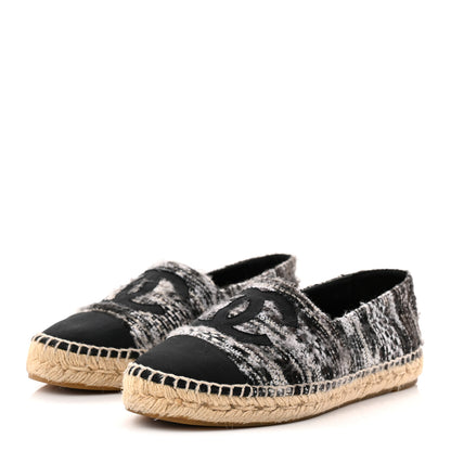 Chanel Tweed Grosgrain CC Espadrilles 38 Grey Black 3 of 10