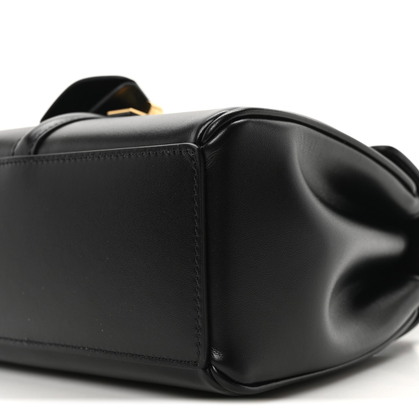 Satinated Calfskin Mini 16 Top Handle Bag Black