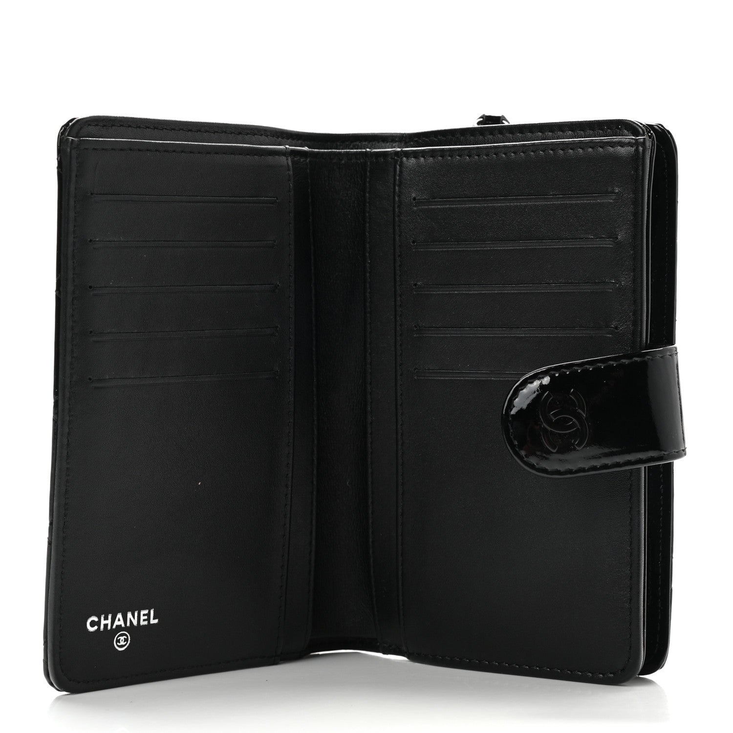 Chanel Patent Quilted Zip Pocket Wallet Black 5 of 8