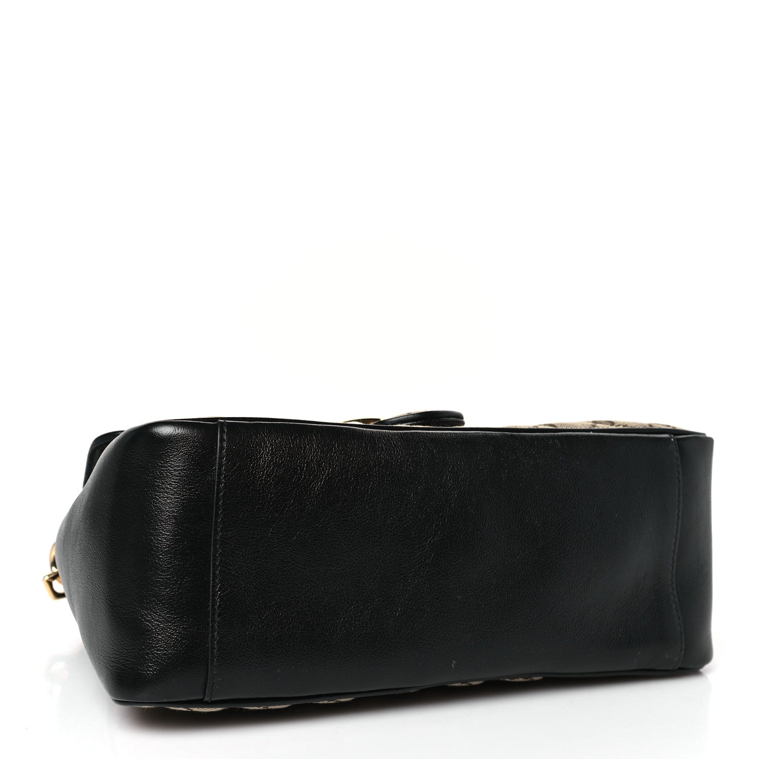 Gucci Monogram Azalea Calfskin Matelasse Diagonal Small GG Marmont Top Handle Shoulder Bag Beige Ebony Black 4 of 9
