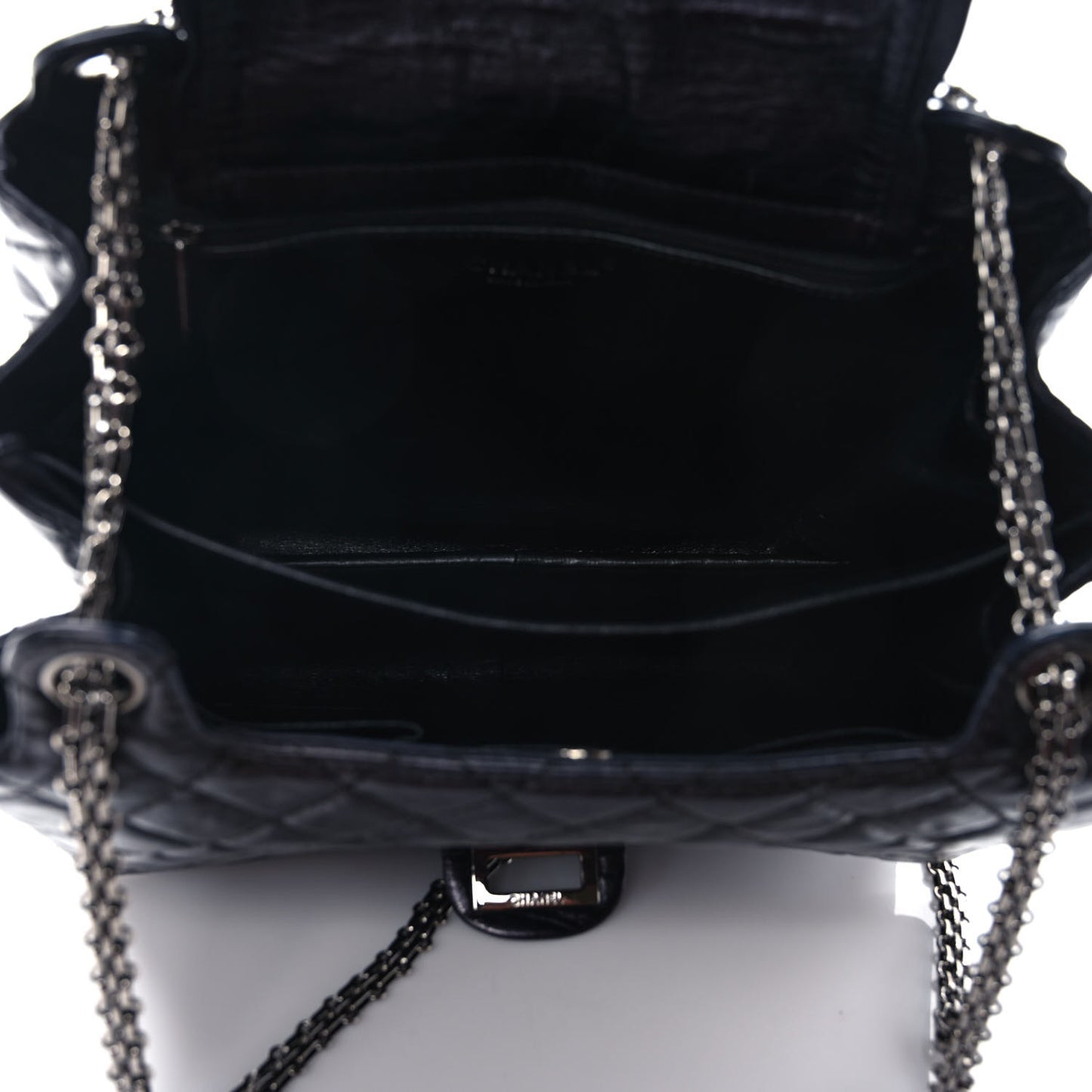 Metallic Aged Calfskin Quilted Reissue 2.55 Accordion Flap Black