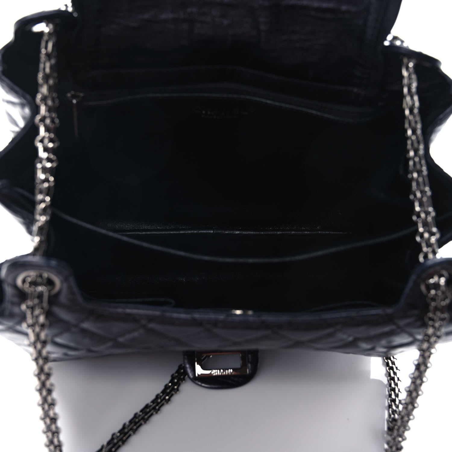 Chanel Metallic Aged Calfskin Quilted Reissue 2.55 Accordion Flap Black 5 of 9
