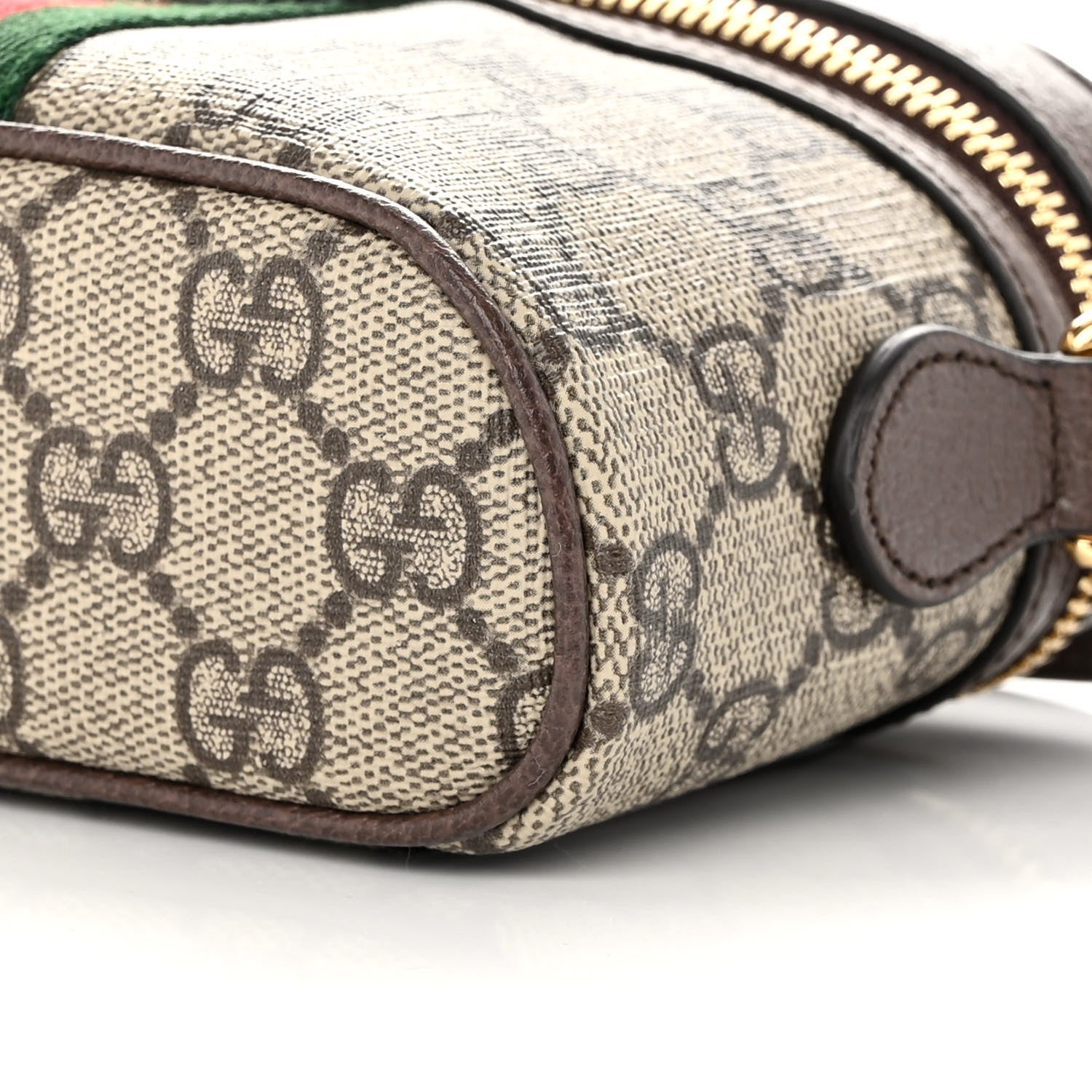 Gucci GG Supreme Monogram Textured Calfskin Web Mini Ophidia Top Handle Bag Beige Ebony New Acero 10 of 10