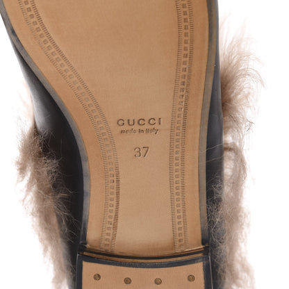 Gucci Malaga Kid Fur Womens Jordaan Loafers 37 Black Natural 8 of 9