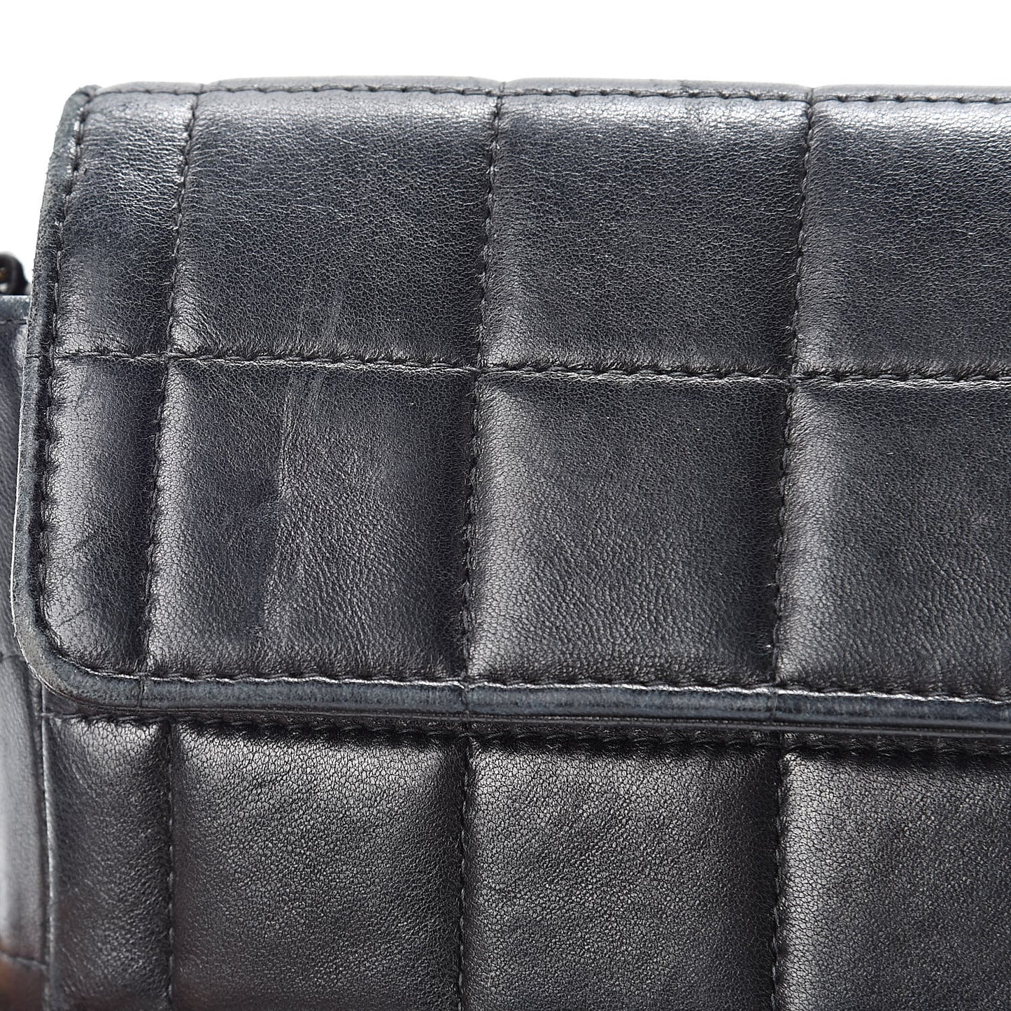 Lambskin East West Chocolate Bar Flap Black