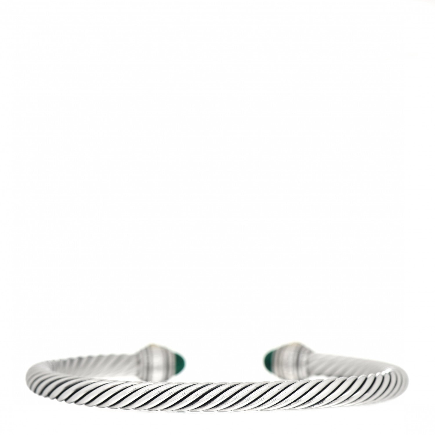 David Yurman Sterling Silver 14K Yellow Gold Malachite 5mm Cable Classic Bracelet 3 of 4