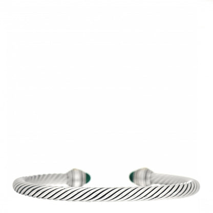 David Yurman Sterling Silver 14K Yellow Gold Malachite 5mm Cable Classic Bracelet 3 of 4