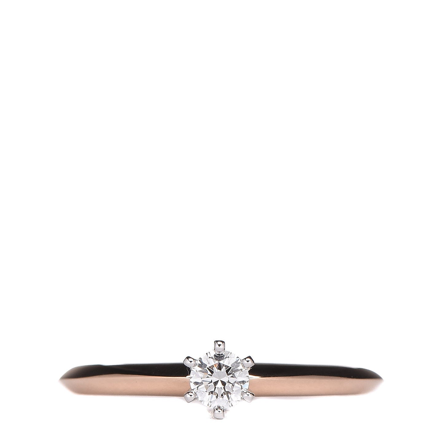 Platinum 18K Rose Gold Diamond .16ct Solitaire Ring 50 5.25