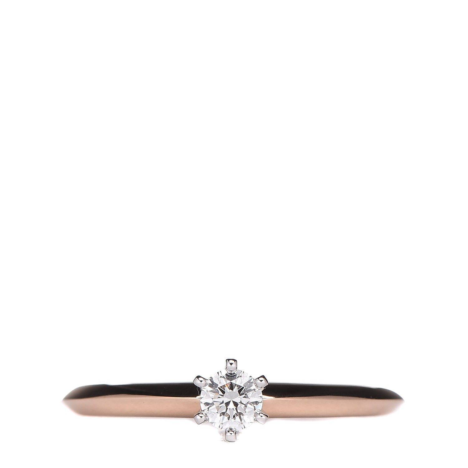 Tiffany Platinum 18K Rose Gold Diamond .16ct Solitaire Ring 50 5.25 1 of 7