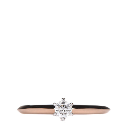 Tiffany Platinum 18K Rose Gold Diamond .16ct Solitaire Ring 50 5.25 1 of 7
