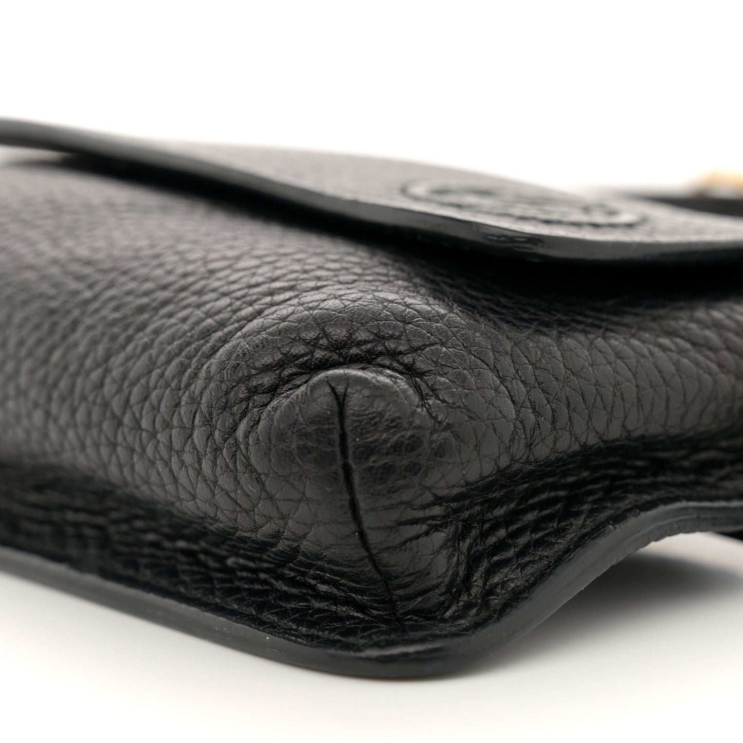 Pebbled Calfskin Soho Flap Belt Bag Black